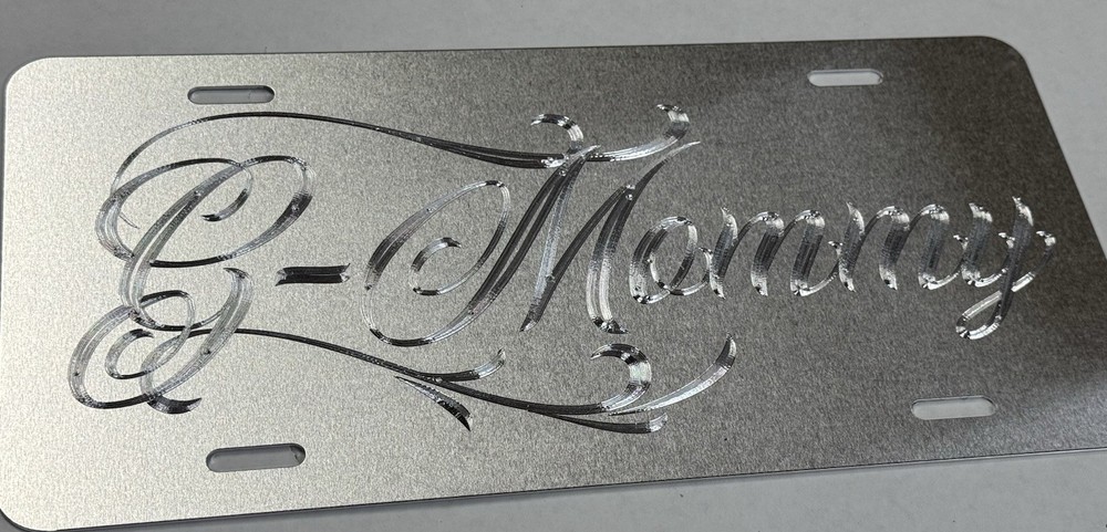 Custom Personalized Name REFLECTIVE Diamond Etched Silver License Plate Car Tag