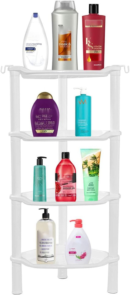 4 Tier Corner Shower Caddy, Rustproof, Plastic Shower Organizer for Bathroom,...