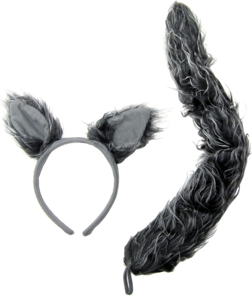 J24630 Wolf Ears & Tail Set Gray, One Size