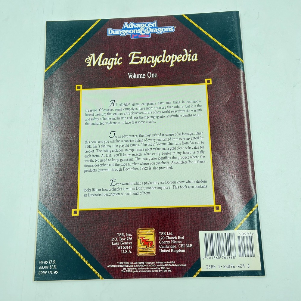 TSR Advanced Dungeons & Dragons, The Magic Encyclopedia Volume One, 9293 - 1992