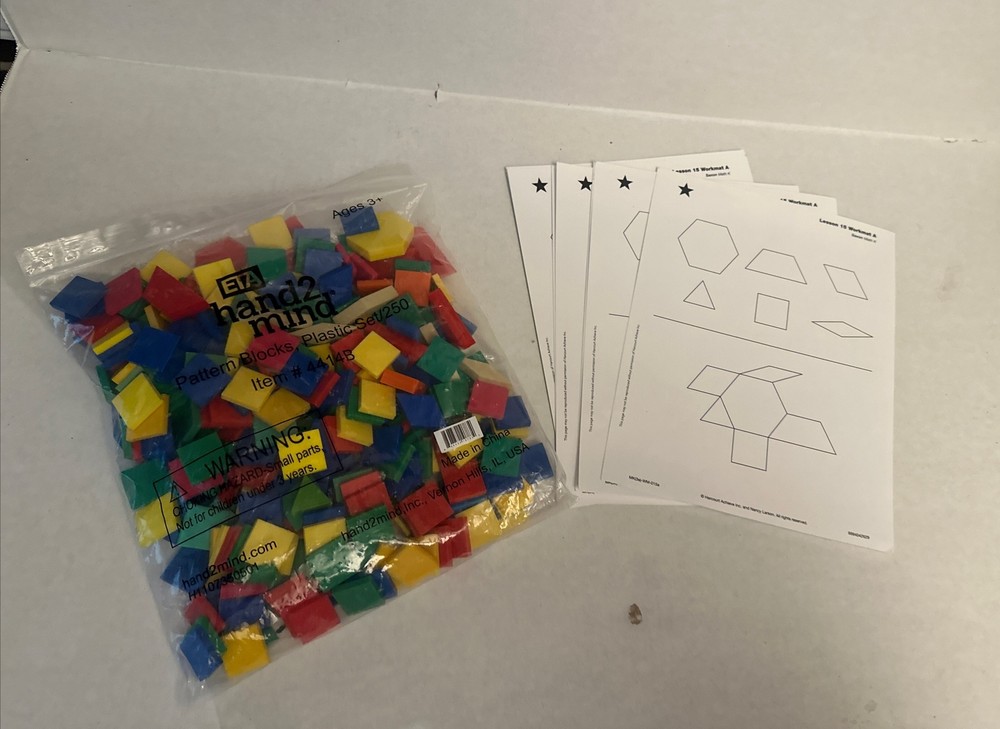 Pattern block Color 4414B geometric- 7 Interactive Activities Worksheets ￼