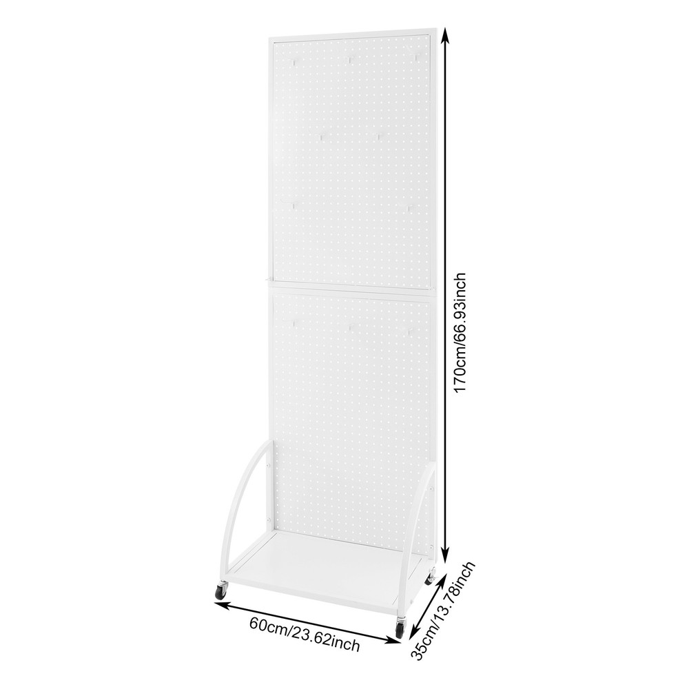 Merchandise Display Rack Retail Pegboard Rack White Iron Pegboard Display Stand