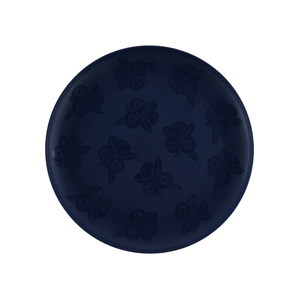 30-Piece Plastic Etched Blueberry Pattern Dinnerware Bundle Set Navy Blue