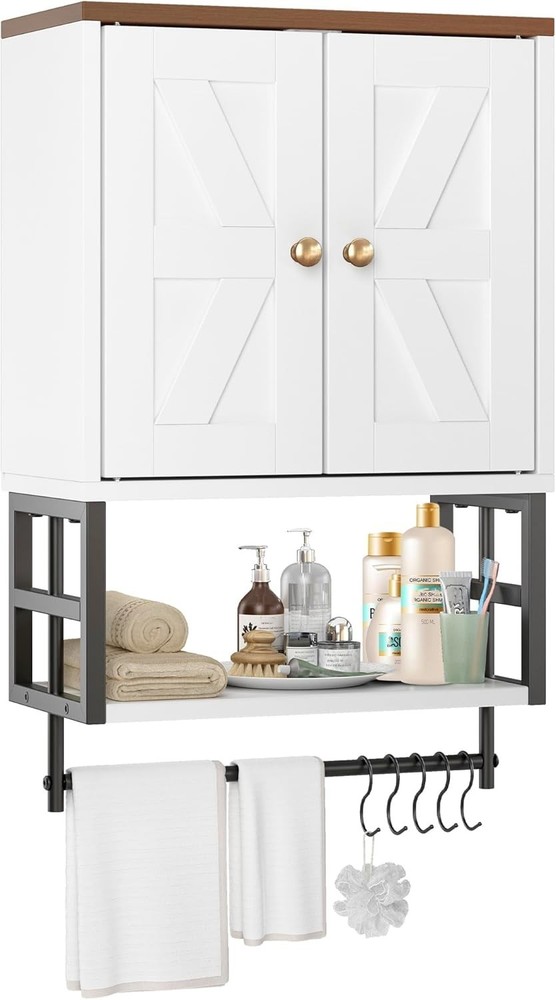 Wall Mounted Over Toilet Storage Cabinet Bathroom Adjustable Shelf Unit