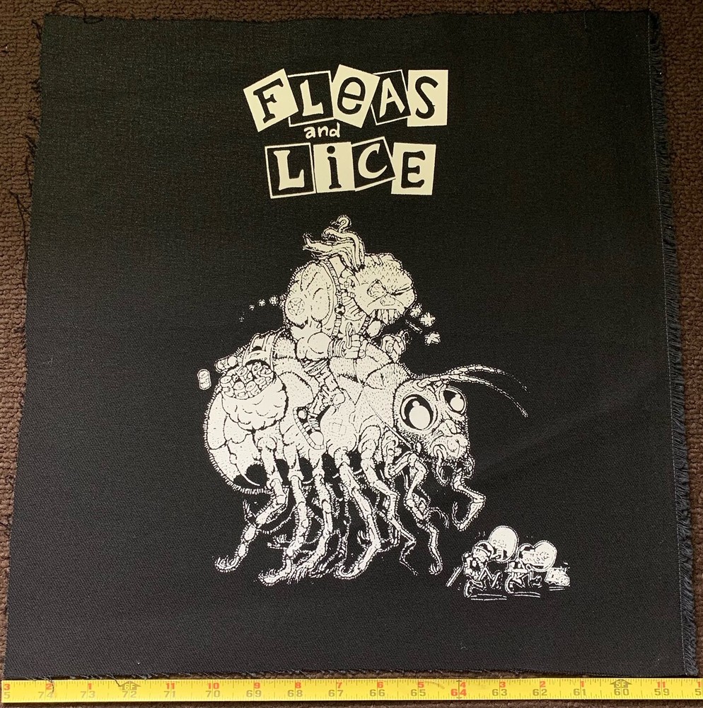 LARGE Fleas and Lice Canvas Screen Printed SEW ON Back Patch