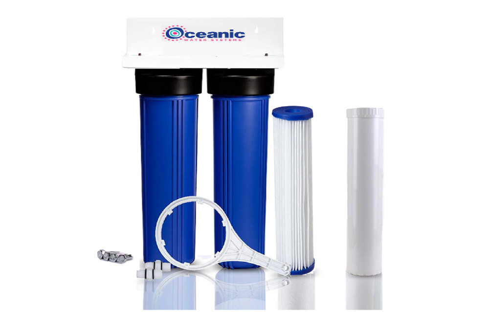 Dual Big Blue Whole House Water Filter System - Carbon + Sediment Filters