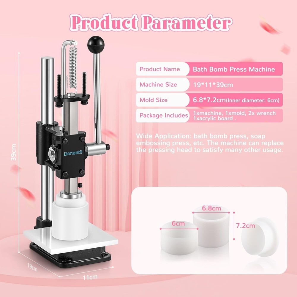 Heavy Duty Bath Bomb Press Machine Adjustable Mold Kit DIY Soap Maker Tool