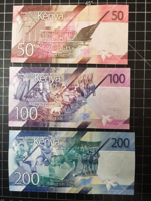 Kenya 3 notes set 50 100 200 Shilling UNC
