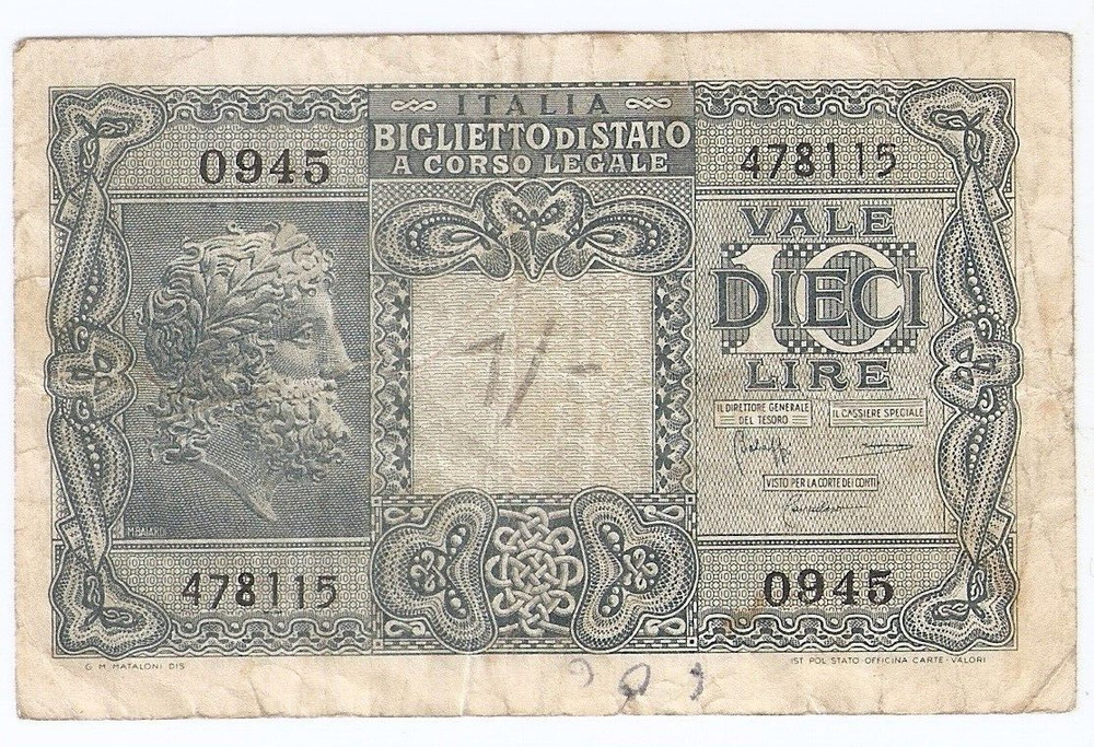 ITALY 10 lire 1944