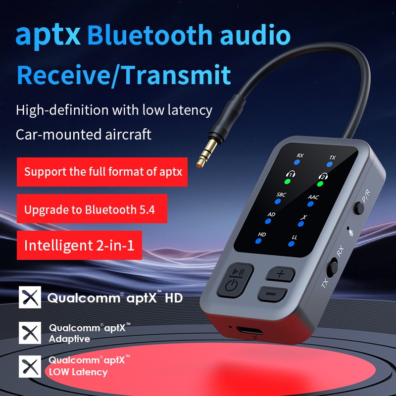APTX Bluetooth 5.4 Audio Receiver Transmitter 3.5mm Aux Wireless Music Adapter