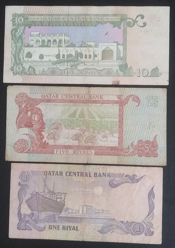 QATAR 1-5-10 Riyals 1980