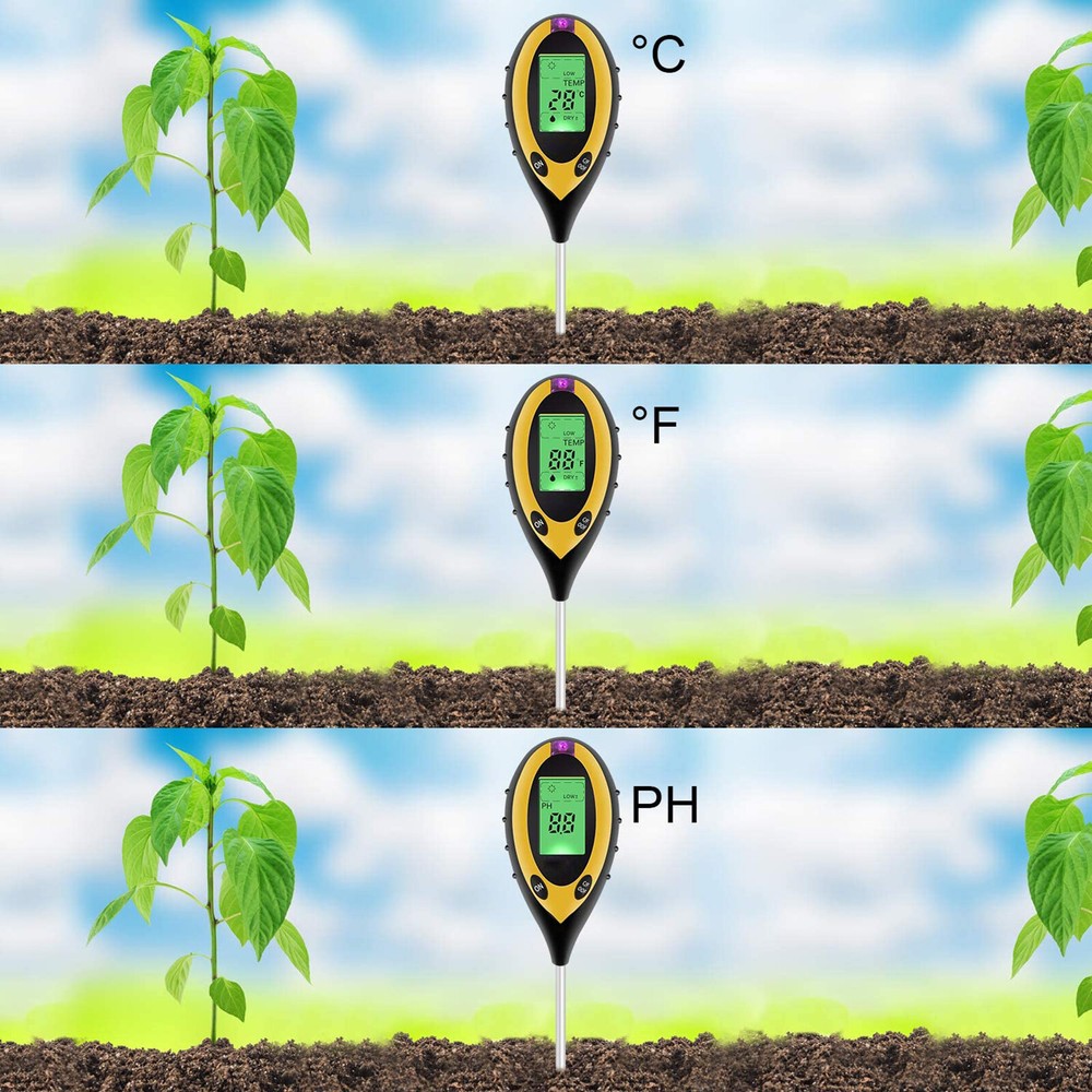 4 IN 1 Digital PH Meter Soil Tester Kit Sunlight Moisture Temperature Measuring