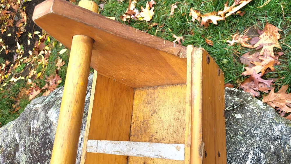 Vintage Unique Handmade Primitive Solid Wood Tool Box Caddy Carrier Storage 31"