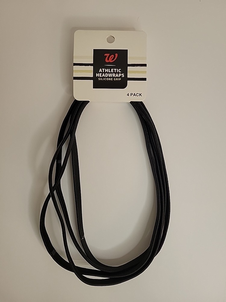 Walgreens Athletic Headwraps Silicone Grip - Black - 4 Pack - Set Of 2