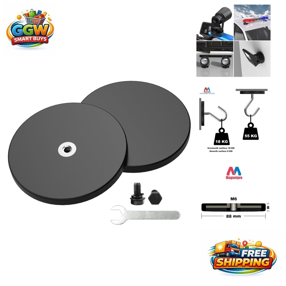 2 High-Pull Rubber Coated Mounting Magnets - Perfect for Light Strips & More