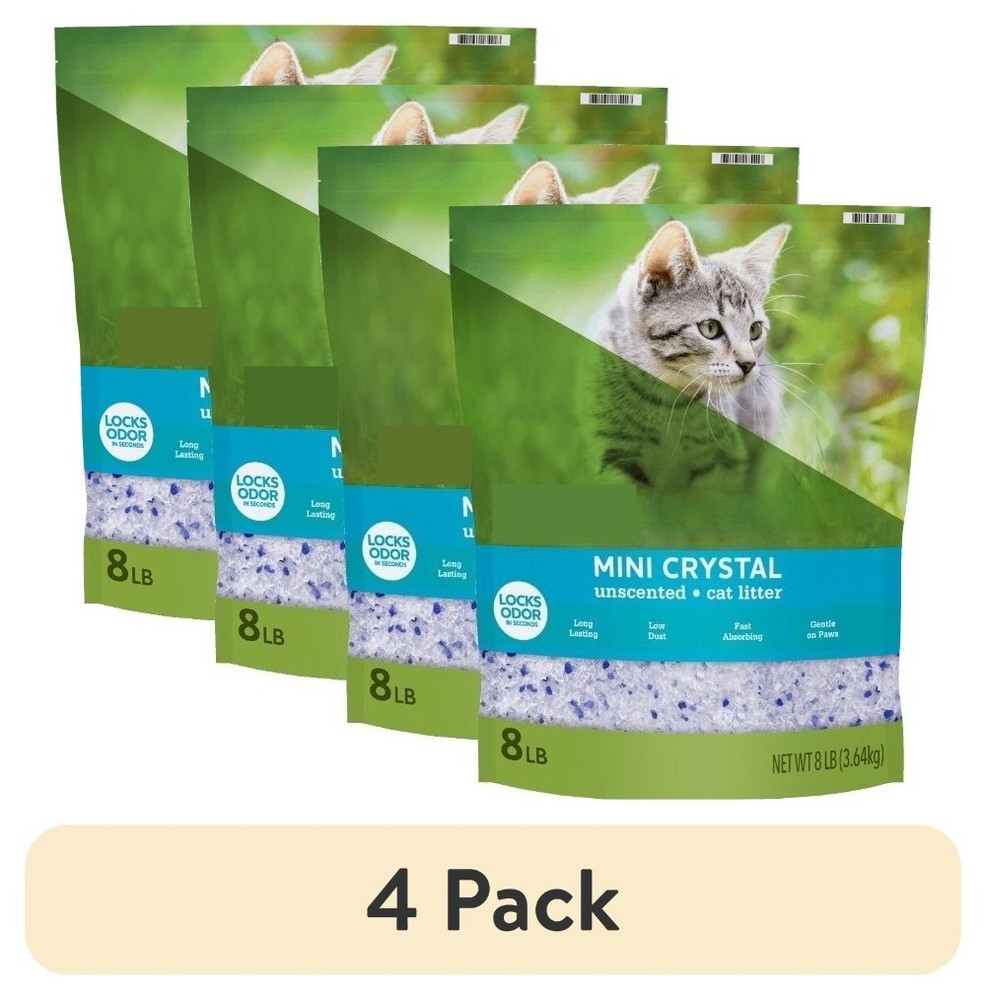 (4 pack) Mini Crystal Unscented Cat Litter, 8 lb