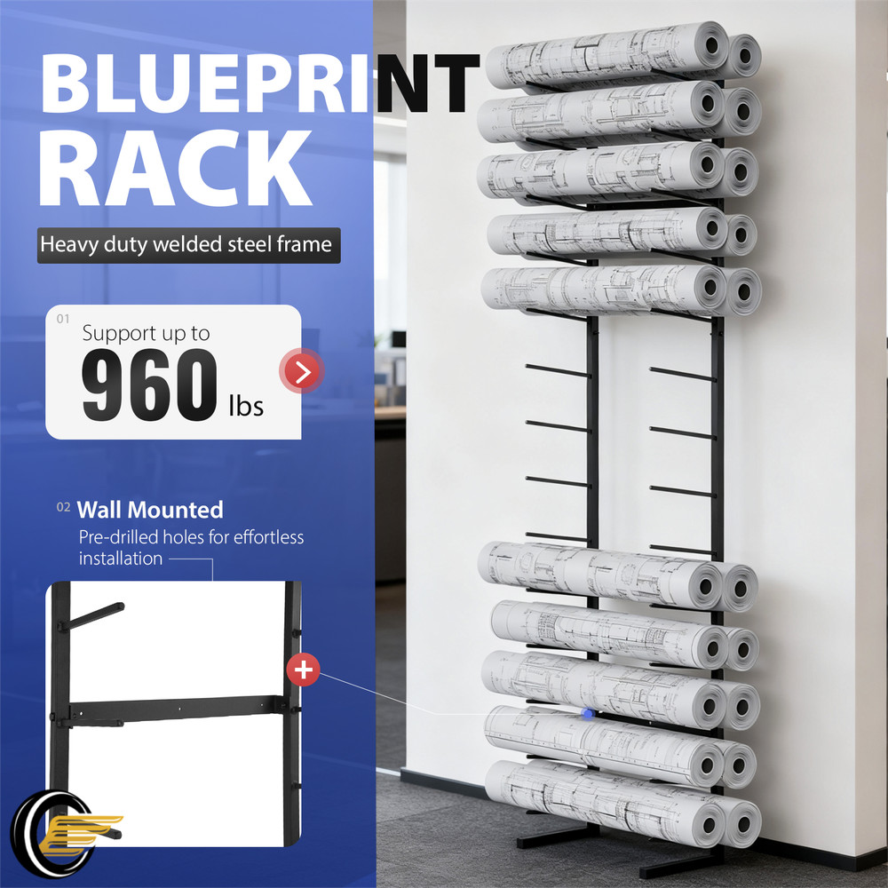 960lbs High Capacity Large Blueprint Storage Rack Of Oversized Drawings Docs