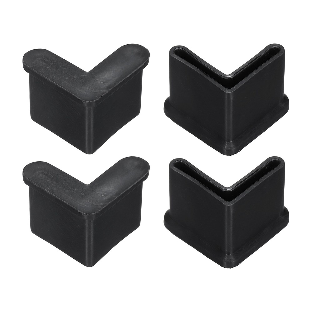4Pcs 1" Bed Frame End Caps, Angle Iron Foot Pad Leg Protector, Black