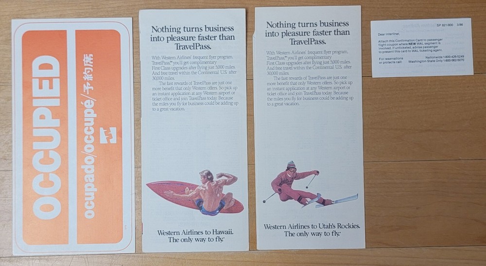 WESTERN AIRLINES - MEMORABILIA LOT - 4 ITEMS