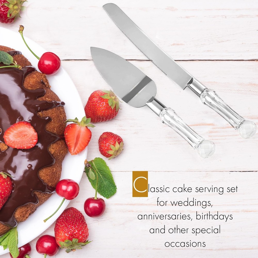 Wedding Cake Knife and Server Set, Cake Cutter and Pie Spatula, Cake Server a...