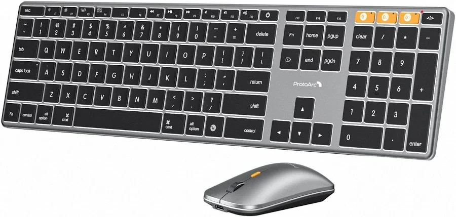 ProtoArc KM110-A Backlit Aluminum Bluetooth Keyboard for Mac w/ Bluetooth Mouse