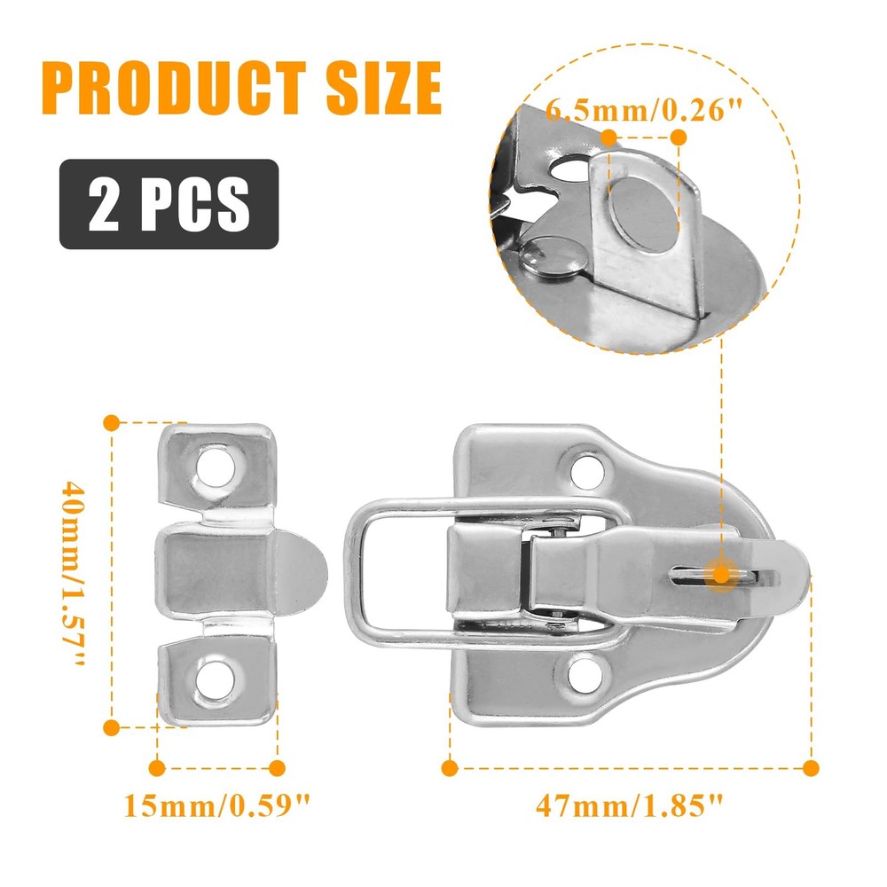 Zorfeter 2Pcs Modern Silver Style Duckbilled Hasp Clasp Latch Lock Box