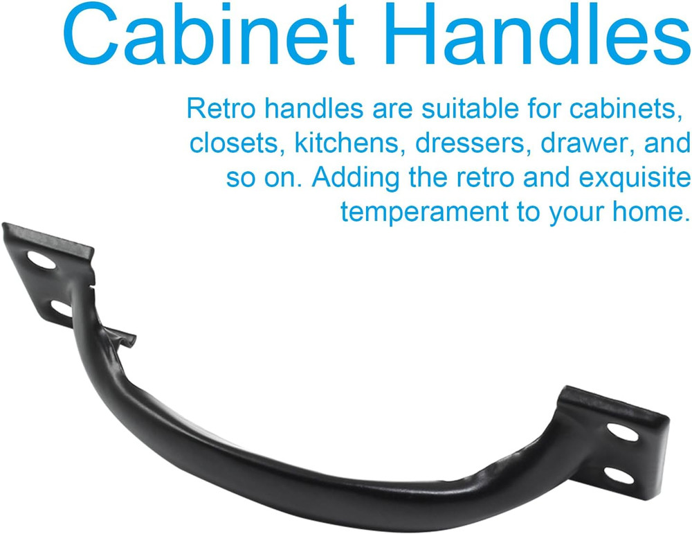 4 Pcs Black Pull Handles, Vintage Style Barn Door Handles Metal Gate Pull Handle