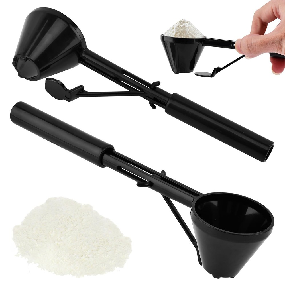 2-Pack Sliding Bottom Funnel Scoop | 0.35oz Capacity Spill-Proof Easy Transfe...