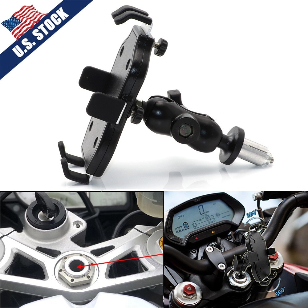Motorcycle Phone Mount Fork Stem Mobile Holder GPS Navigation Bracket HB