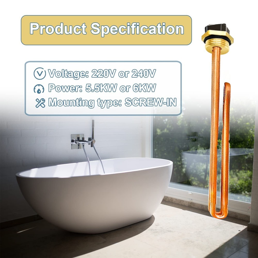 Upgraded HE 55220 Water Heater Element, For Ecosmart ECO POU 6, ECO 8, ECO 11...