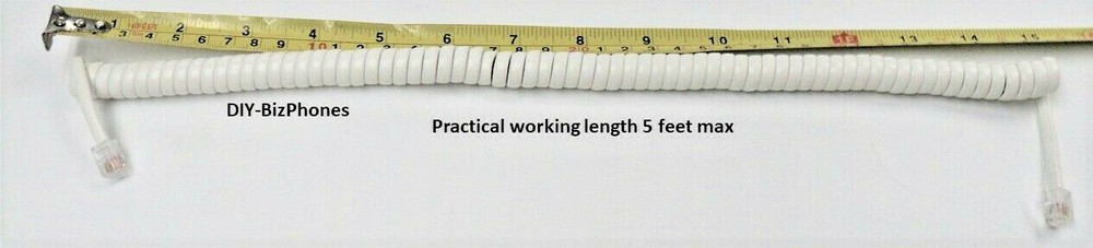 2-Pack Bright White 9Ft Hepester Phone Handset Cord Big-Button Curly Coil