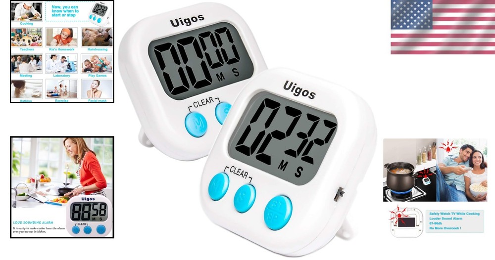 Big Digits & Magnetic Digital Kitchen Timer Set - Easy Read Anytime, Anywhere