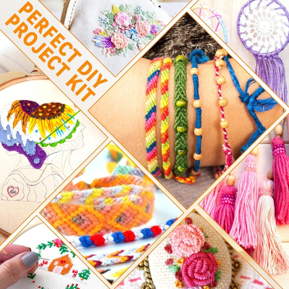 Complete 262-Piece Thread Floss Kit with 4-Tier Storage for Organized Crafting