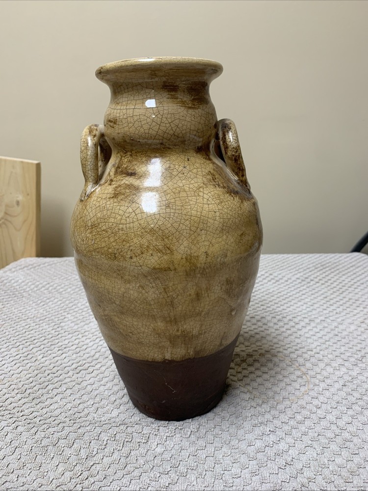 2 Tone Pottery Vase 11 In Tall