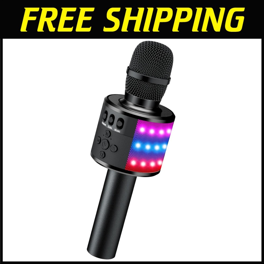 Portable Bluetooth Karaoke Microphone with Disco Lights