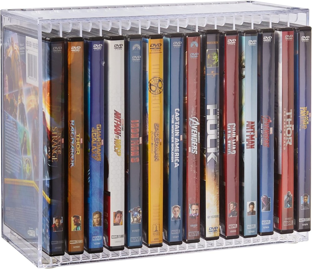 STORi Stackable Clear Plastic DVD Organizer with Rubber Feet |
