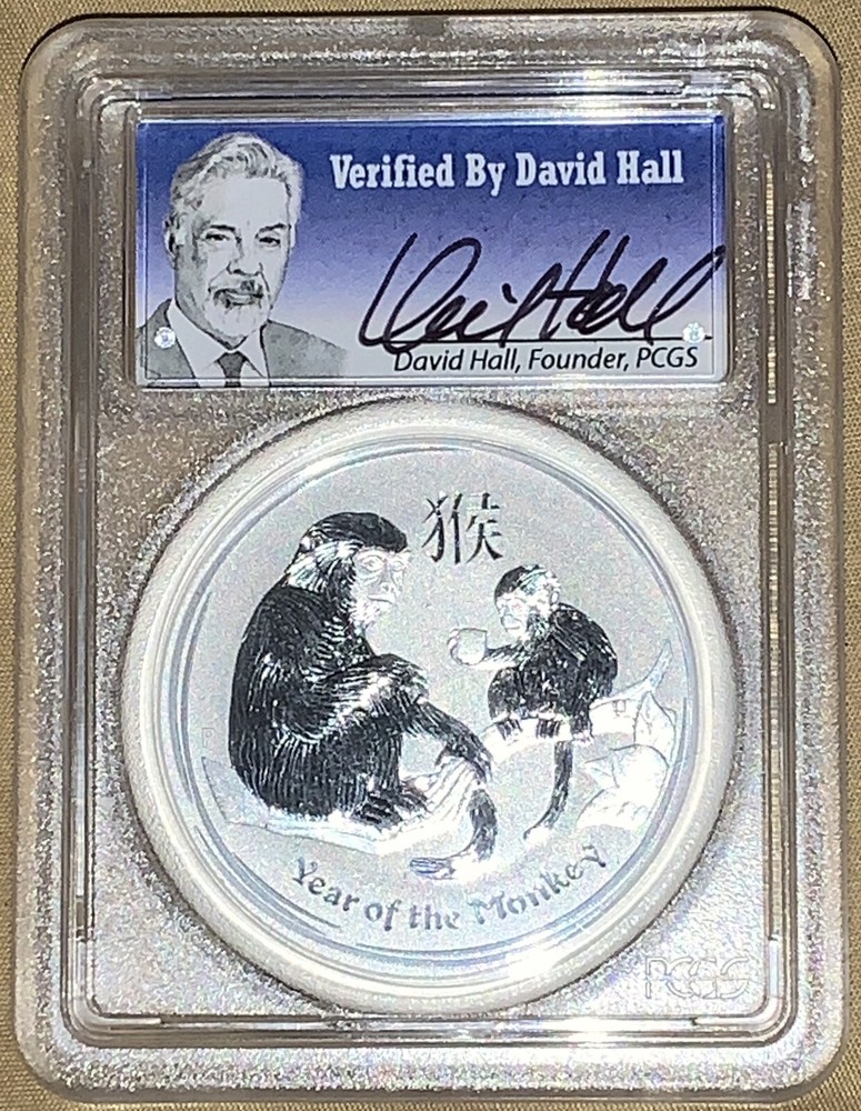 2016 Australia 1oz Silver Lunar Monkey PCGS MS70 - Verified By David Hall
