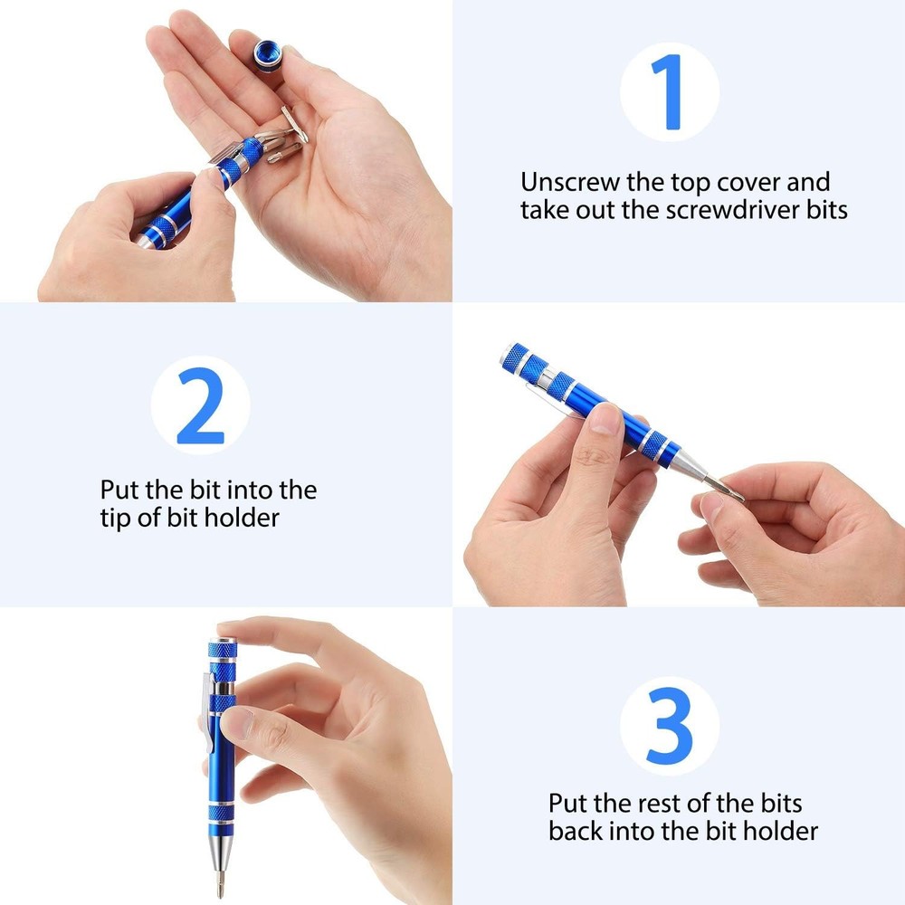 Mudder 4PCS Magnetic 8-in-1 Pen Screwdriver Multitool