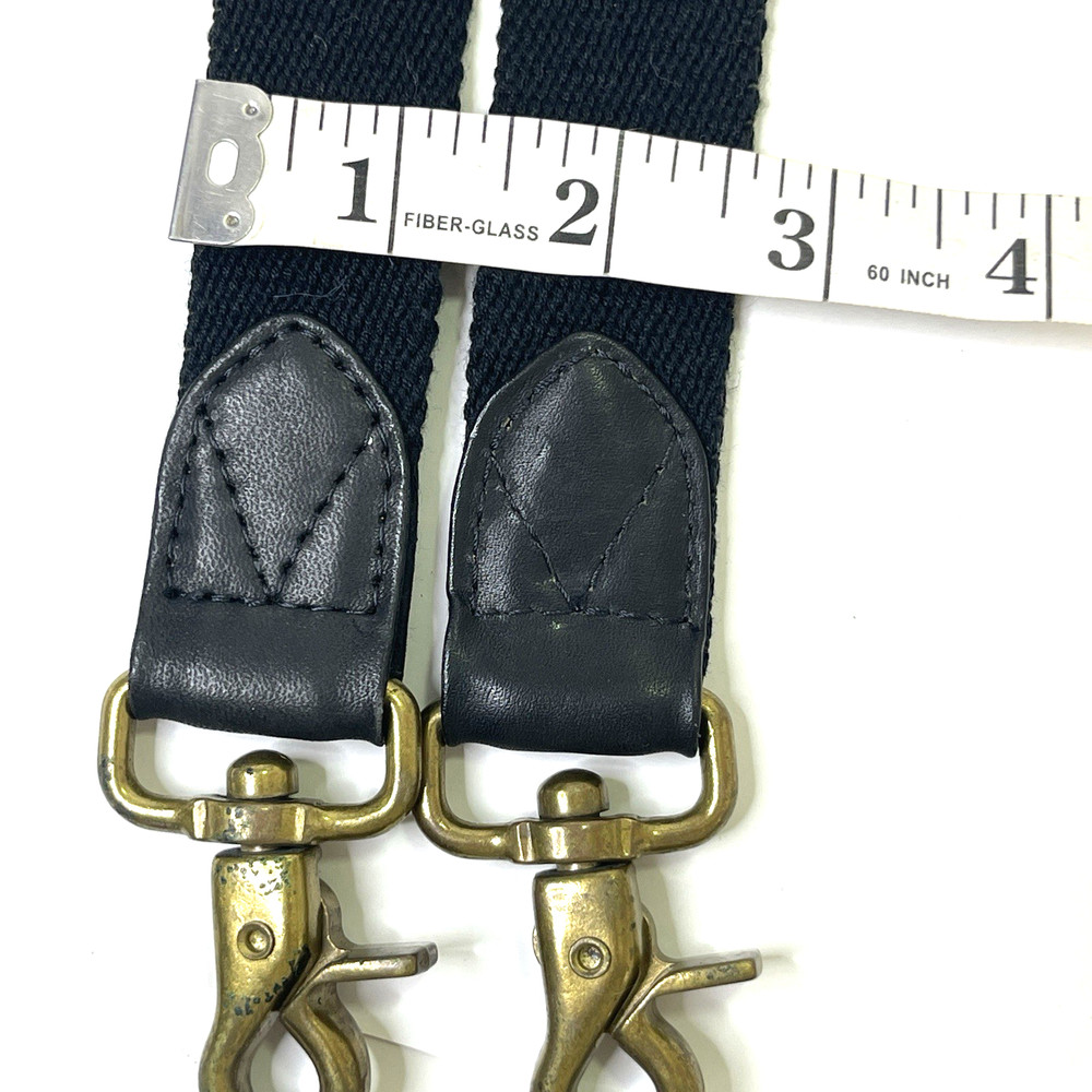 Dakota Leather & Nylon Adjustable Black Shoulder Strap with Brass Hooks 40" long