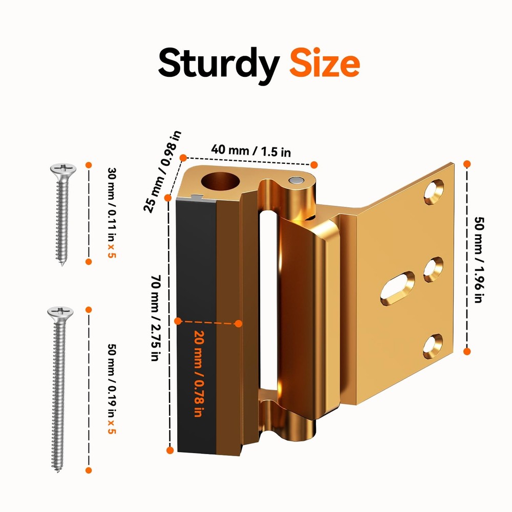 Home Security Door Reinforcement Lock for 4 Pack, Gold - 3in