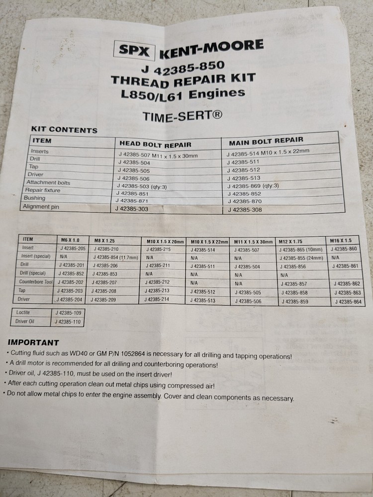 Time Sert M11 x 1.5 Head Bolt Thread Repair Kit
