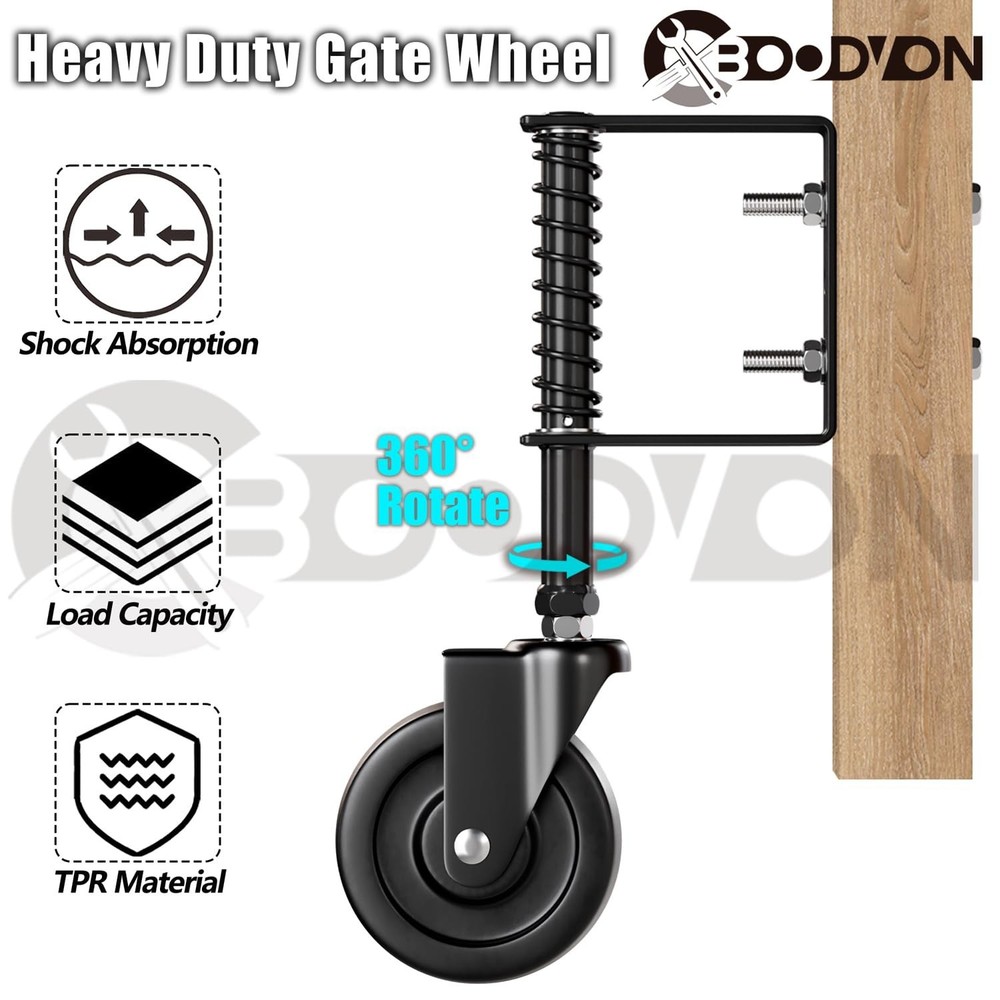 4" Heavy Duty Gate Caster, Spring Loaded Gate Wheels, Gate Caster Wheel with ...