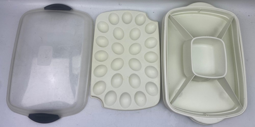 ⭐ Pampered Chef Chillzanne Rectangular Server 2781 COMPLETE with Egg Tray ⭐