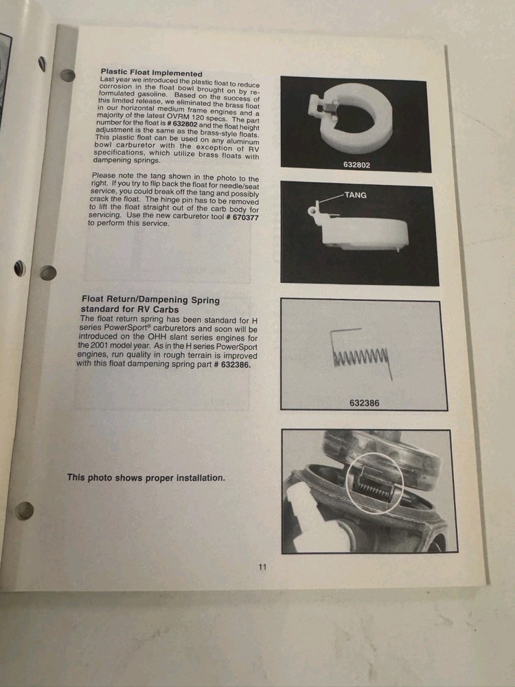 Tecumseh Update 2001 Factory Training Engines