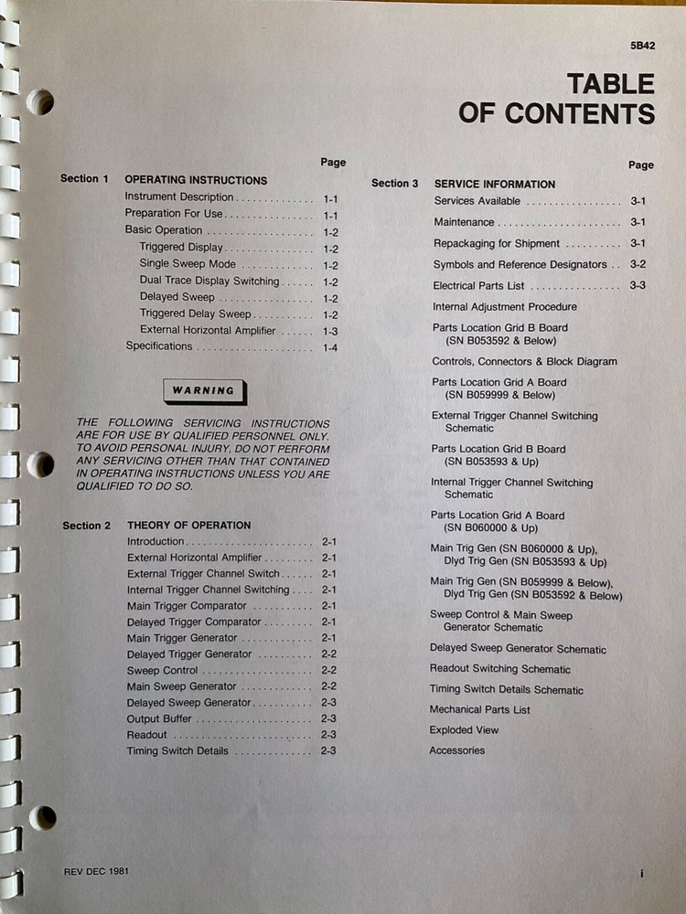 Tektronix 5B42 Delaying Time Base Instruction Manual