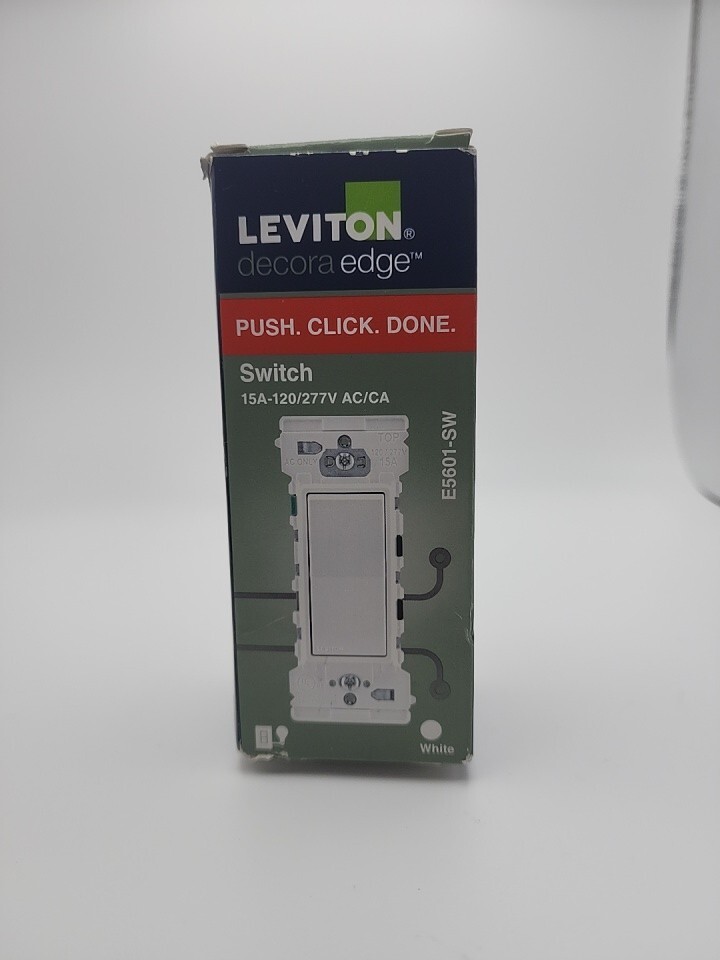 Leviton Switch 15A-120/277V AC/CA E5601-SW White Single Pole Rocker Switch