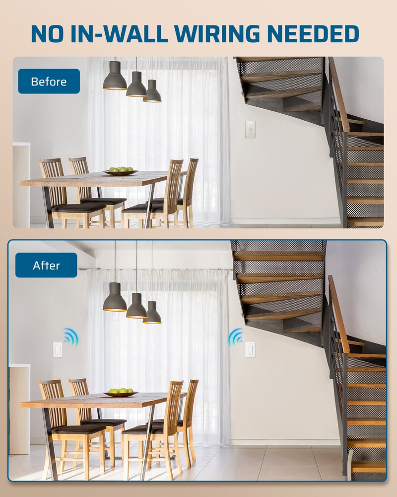 DEWENEILS 3 Way Wireless Light Switch, Wireless Light Switch and Receiver Kit