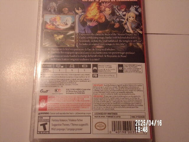 Fairy Tail 2 - Nintendo Switch / Case ONLY / No Game / Authentic USA / Fast Ship