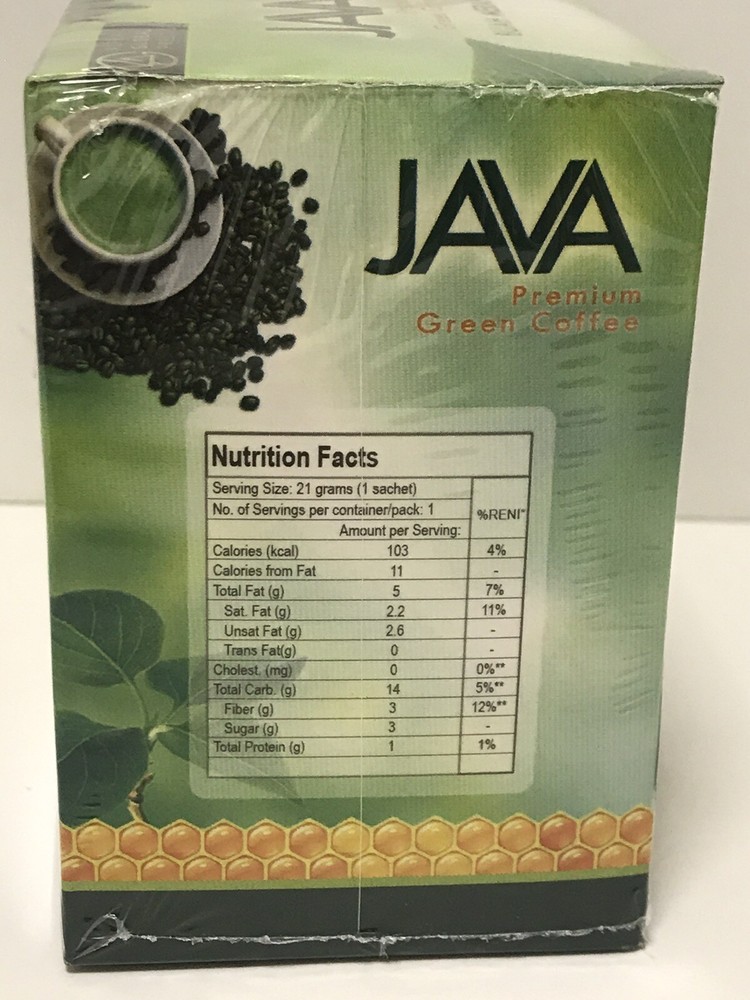 JAVA Instant Green Coffee Moringa & Other Ingredients Powder Drink Mix Mild