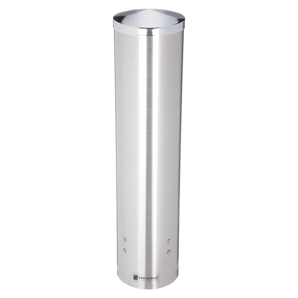 San Jamar Pull Water Cup or Cone Dispenser Stainless Steel  # C3250SS